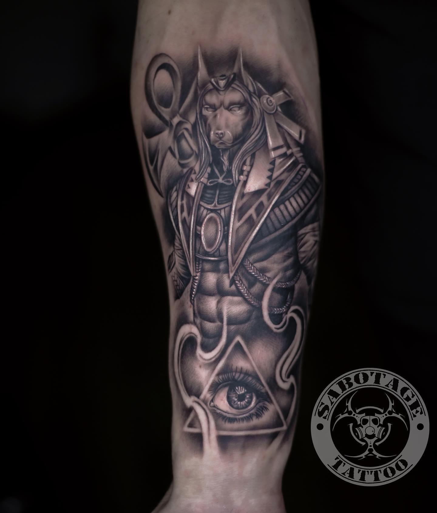 Easyrider Tattoopiercing Central Shop - In the old kingdom, Anubis was the  most important god of dead. Another Egyptian tattoo by Tapinos. Thanks for  watching! | Facebook